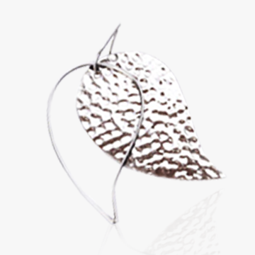 Hammered leaf Earrings and pendant Sterling silver