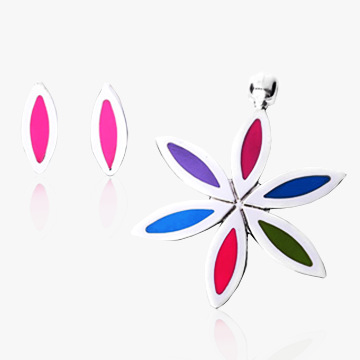 Color and spring  Earrings and pendant .925 Sterling silver