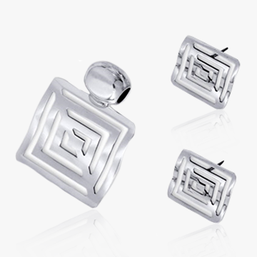 Labyrinth Earrings and pendant .925 Sterling silver