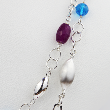 Seed form sterling silver and agate double necklace