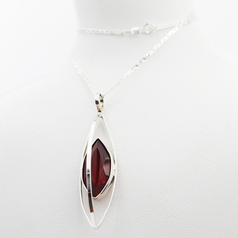 Red Crystal in Sterling silver