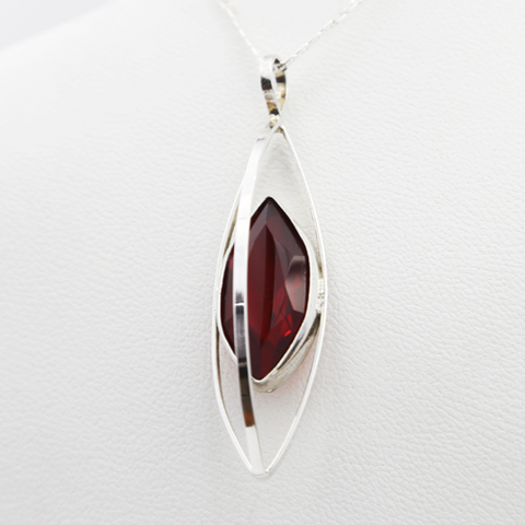 Red Crystal in Sterling silver