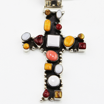 Sterling silver and natural stones cross.