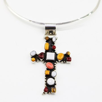 Sterling silver and natural stones cross.