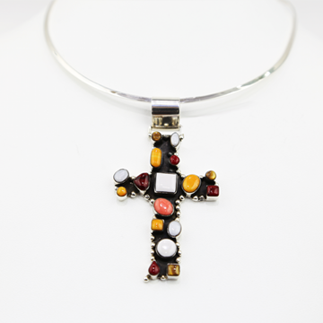 Sterling silver and natural stones cross.