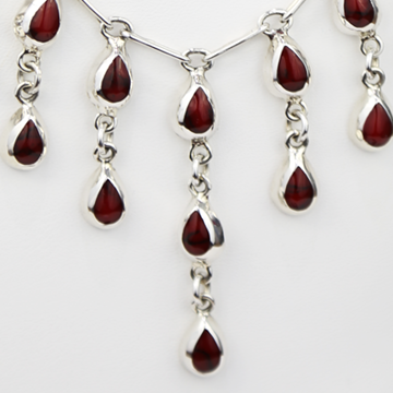 Rain of red jade necklace and earring.