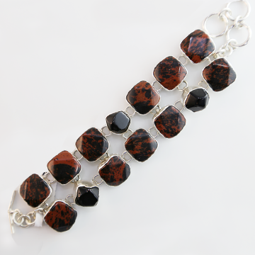 Onyx and Mahogany obsidian bracelet