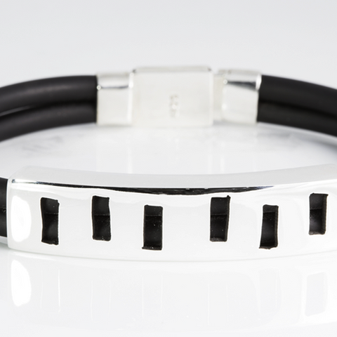 Men's Sterling Silver & Rubber Bracelet