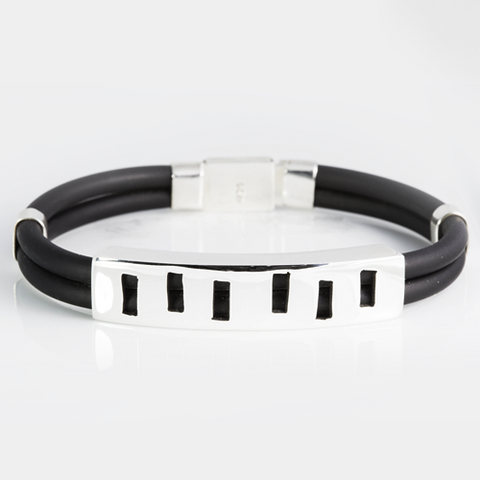 Men's Sterling Silver & Rubber Bracelet