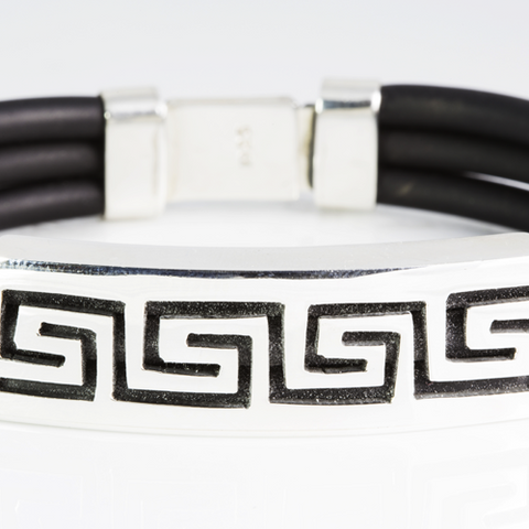 Men's Sterling Silver & Rubber Bracelet 2