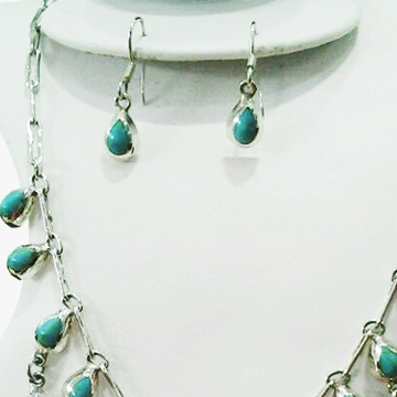 Rain of turquoise necklace and earring