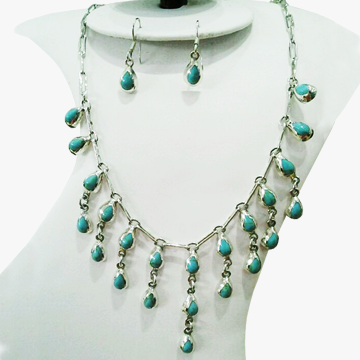 Rain of turquoise necklace and earring